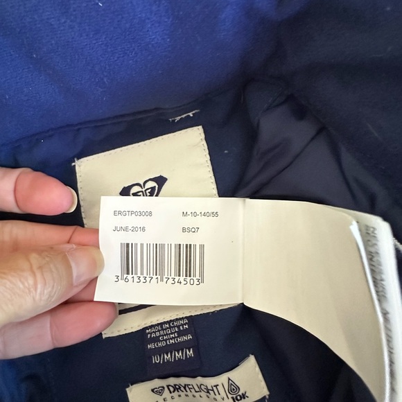 Roxy Kids' medium/10 navy white butterfly  snow pants with Red Accents - Picture 6 of 9